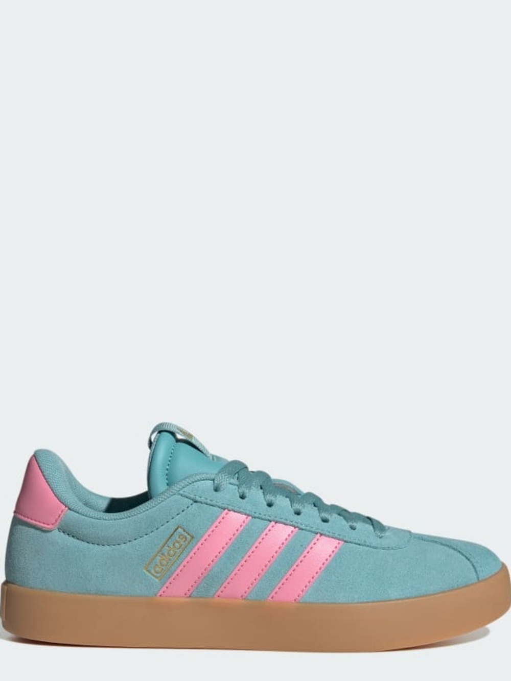 NWT ADIDAS VL Court 3.0 Sneaker Shoes In Mint Pink & Gold Metallic Size 7.5